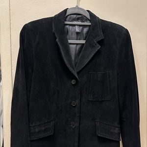 DKNY Navy Blue 100% Suede Lined Blazer Jacket With Collar